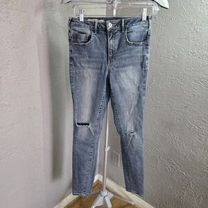 Pilcro Ultra High-rise Skinny Blue Distressed Women Jeans Medium Wash